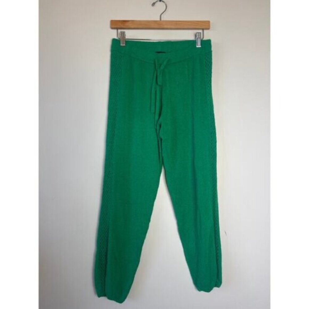 NEW Monrow Drawstring Boucle Knit Vintage Sweatpants Green Size: Small - Picture 2 of 7